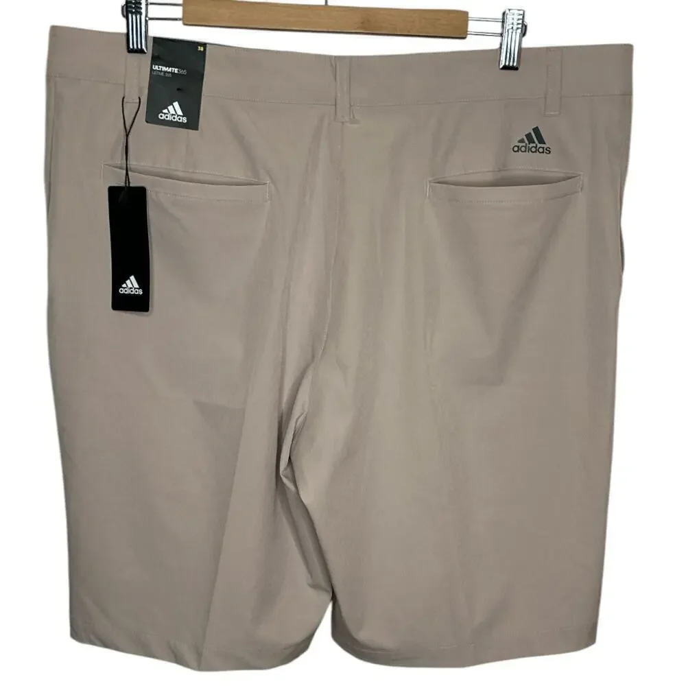 Adidas Taupe Stretch Flat Front Modern Golf Chino Shorts Men's Size 38 NWT